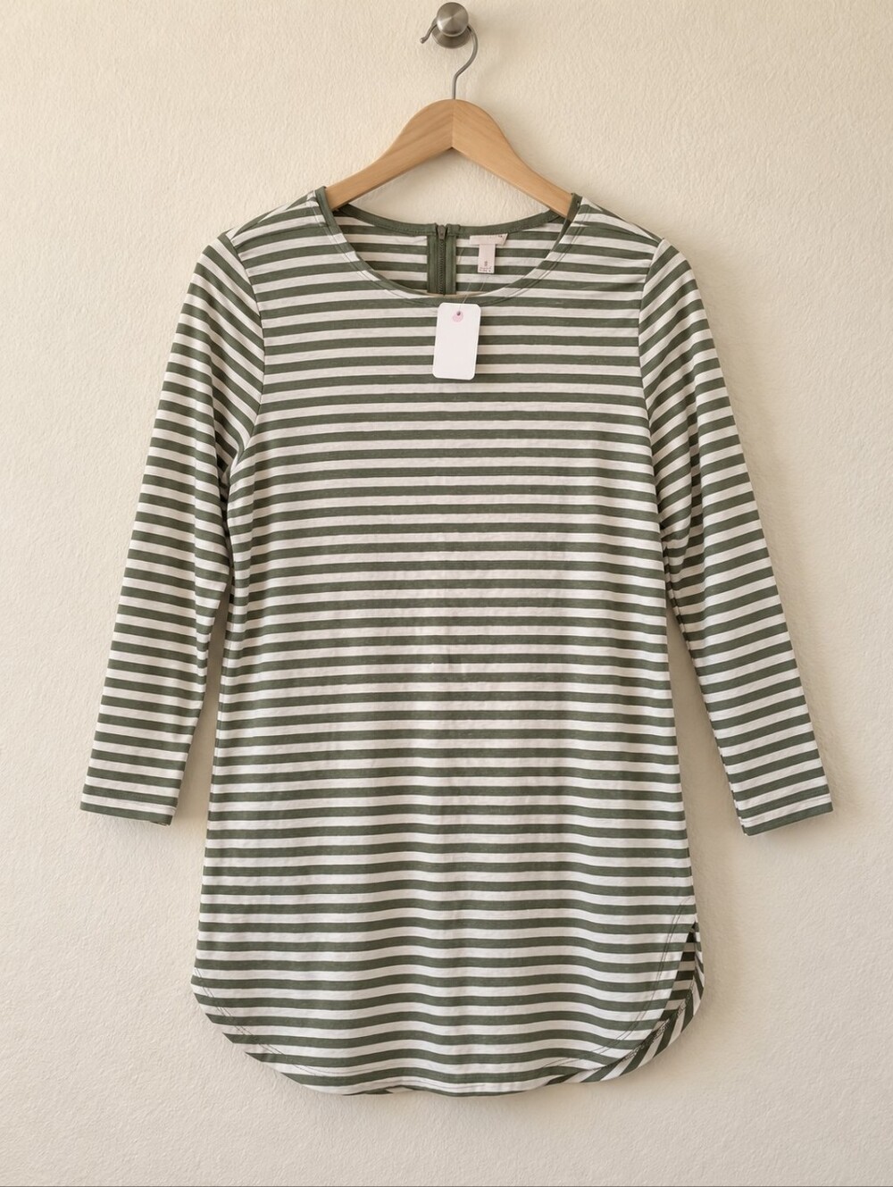 Merona Striped Long Sleeve Top in Green & White Size Small Never Worn